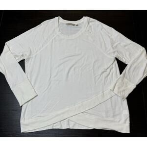Athleta Woman’s Criss Cross Modal Stretch Long Sleeve Shirt Size L White